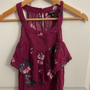 Torrid Floral Sleeveless Top with Lace and Ruffle Bib
